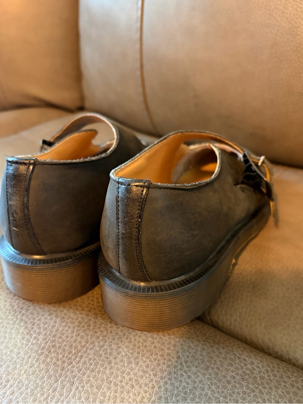 Dr. Martens Women's Gray Mary Jane Leather Shoes - Picture 5 of 8